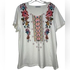 Misslook Women’s Short Sleeve Cotton Floral Print Shirt Top Blouse Size XL